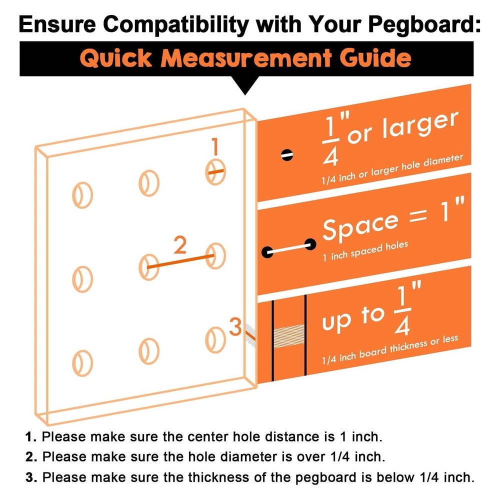 Solid Wood Pegboard Shelf, Pegboard Shelves with Pegboard Hooks, Pegboard Acc...
