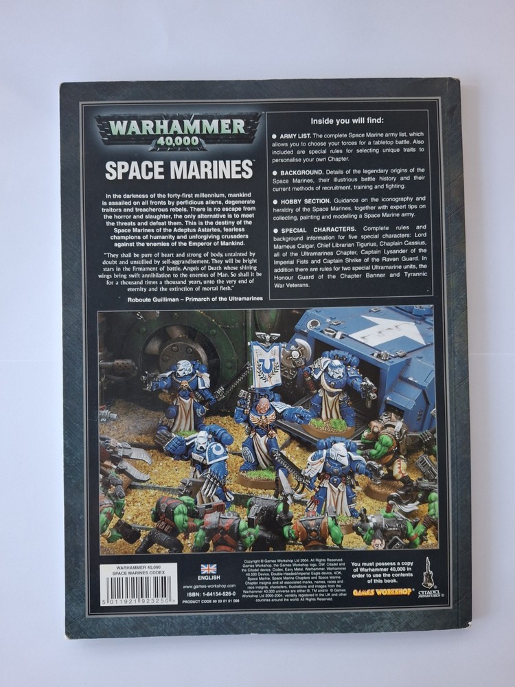 Warhammer, 40k, Space Marines, Codex, Soft Cover, 2004, 4th Edition, Used