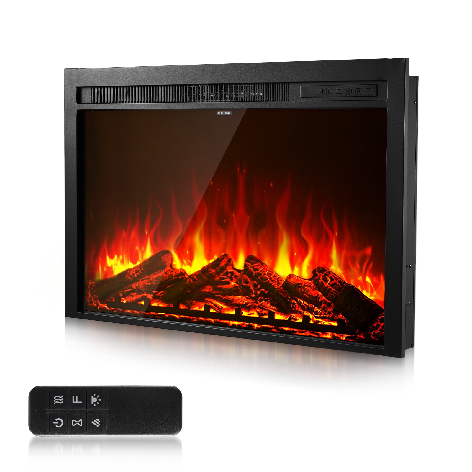 VEVOR 40in Electric Fireplace Insert Wall Recessed Heater 750W 1500W Remote