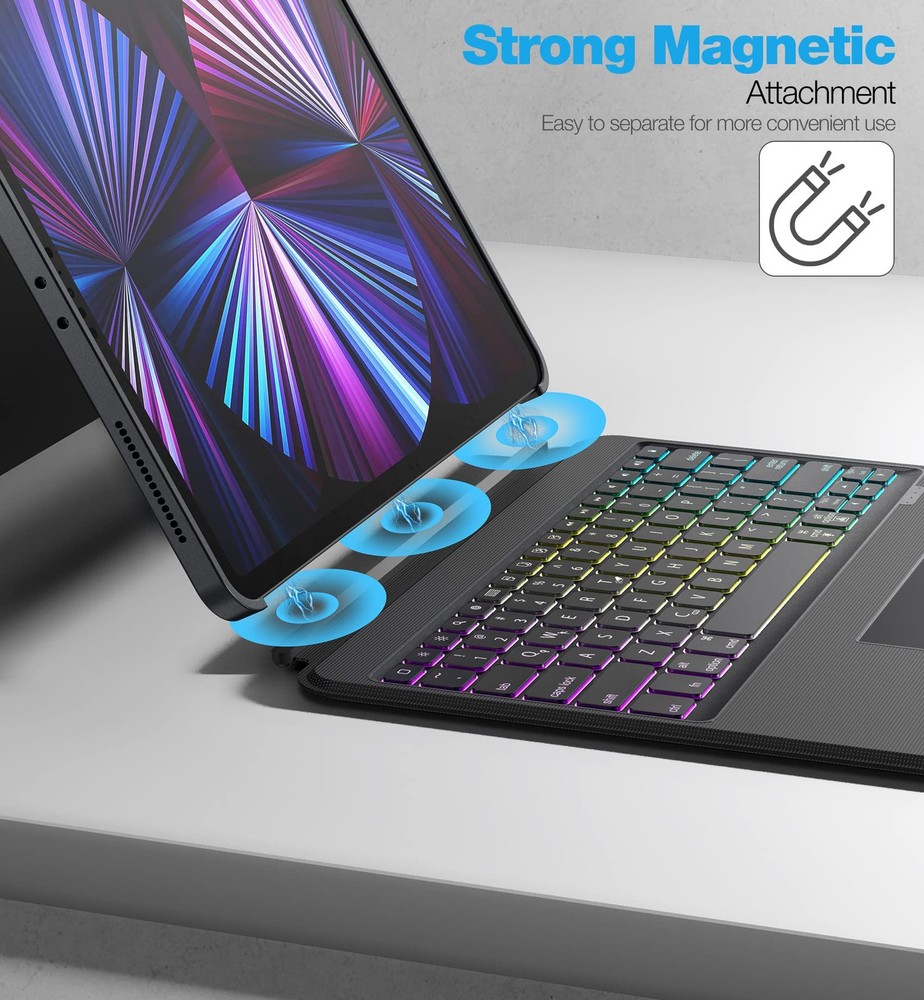 Dracool Magnetic Detachable for iPad Pro 12.9 Case with Keyboard Multi-Touch ...