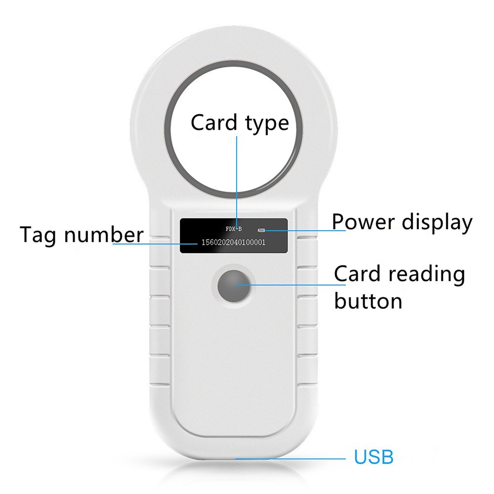 OLED Display FDX-B EMID Animal Microchip Identification Dog Cat Tag ID Reader