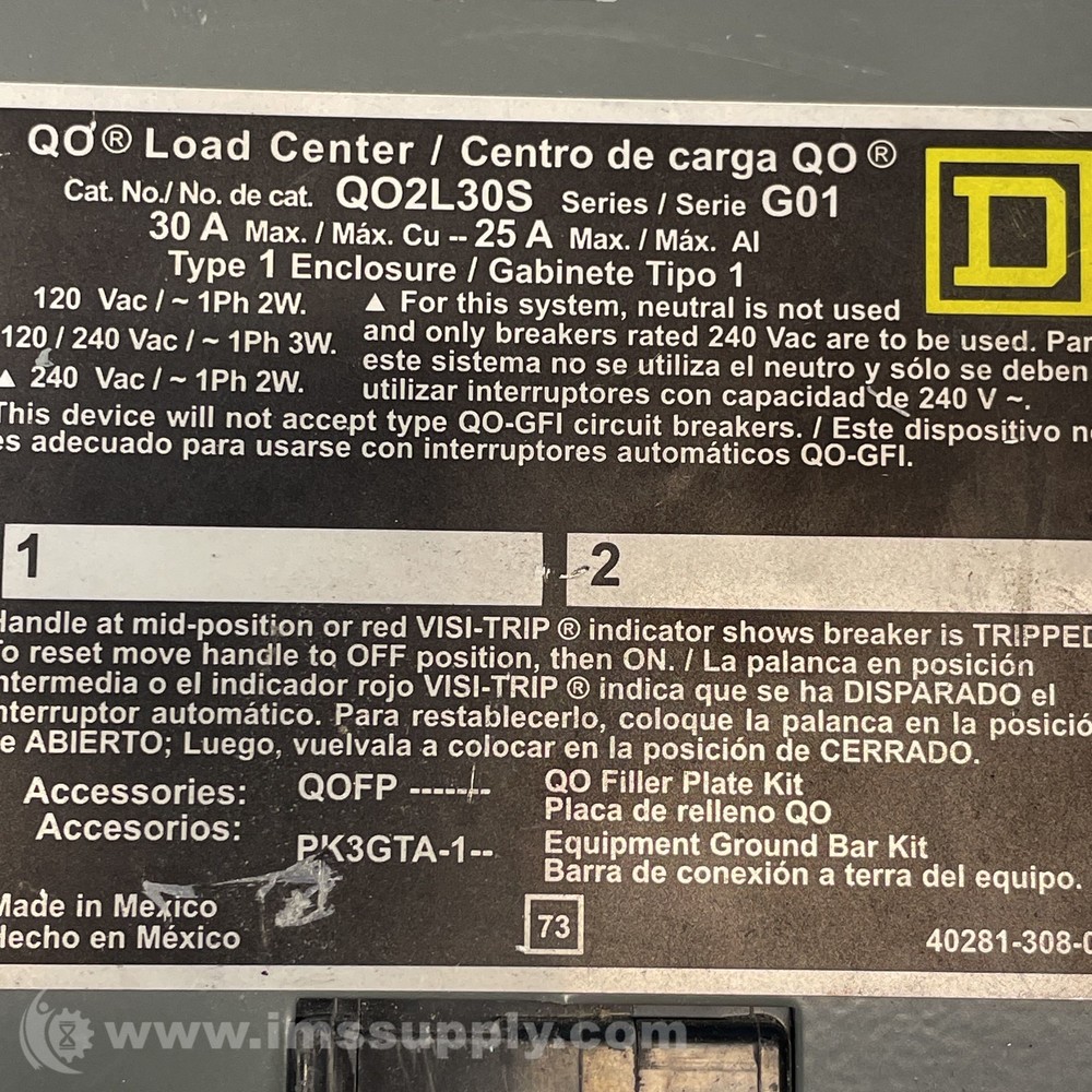 Square D QO2L30S Load Center USIP