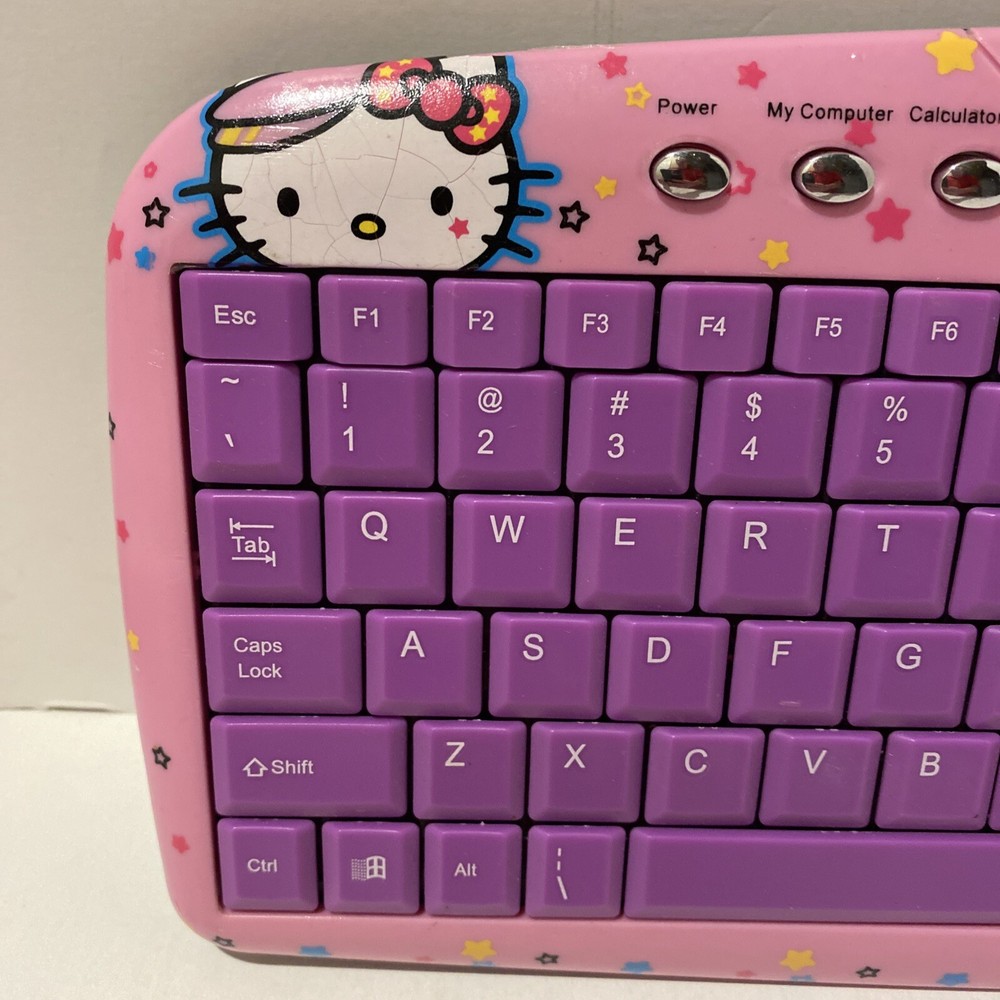 Hello Kitty USB Keyboard Pink Purple 11 Internet Hot Keys Function Keys Keypad