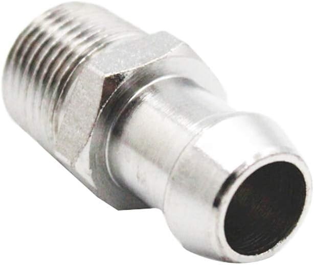 Chrome Steel Chevy Intake Manifold Heater Hose Fitting 1/2" NPT 5/8" Barb