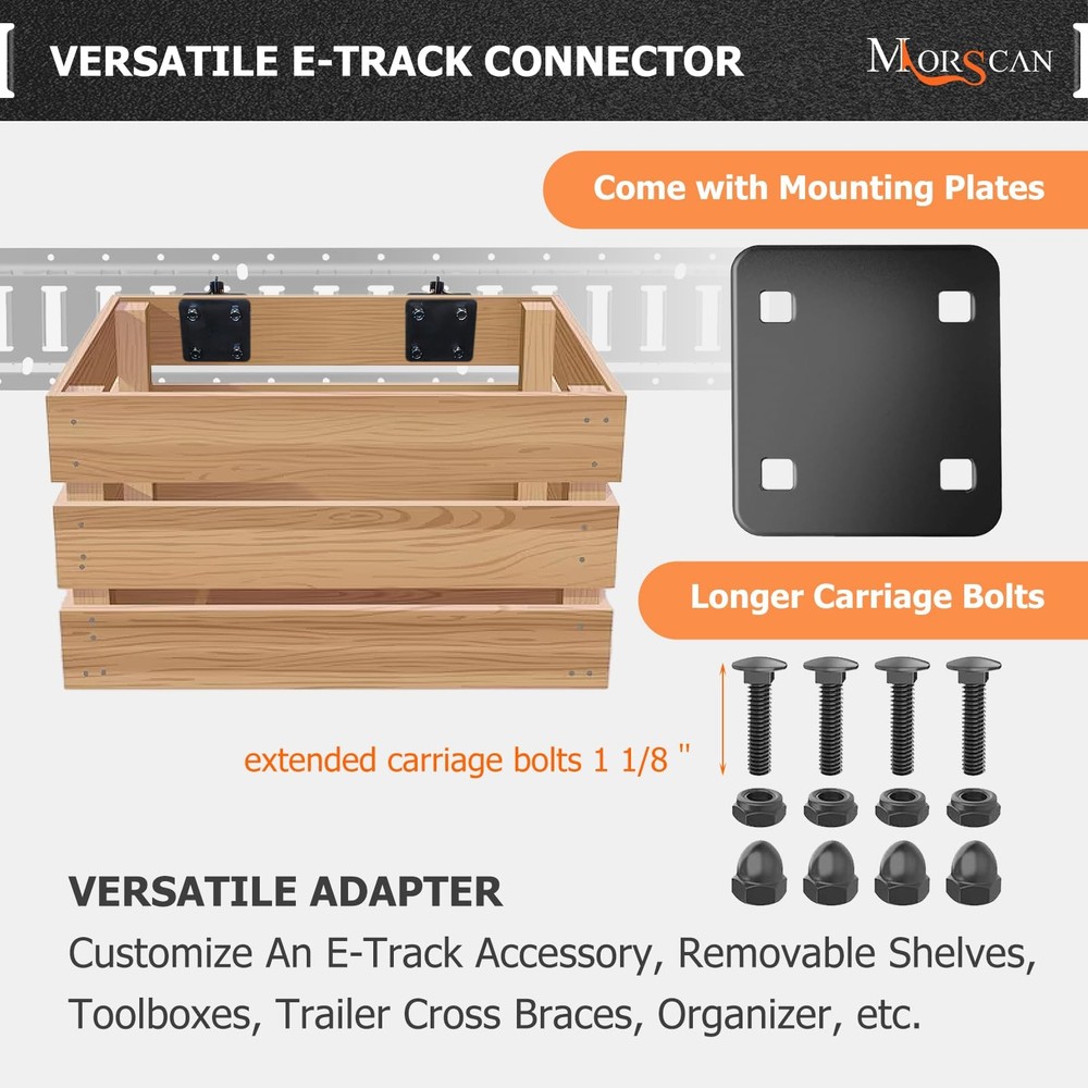 10 Pack E-Track Connector with Square Plates Bolt-on Steel Cargo Securement E