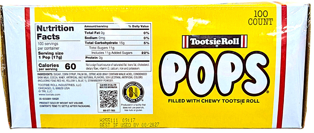 Tootsie Pops Assorted Mix 100 Count EXP 08/2027