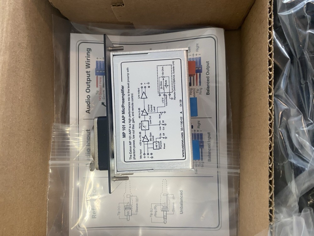 Extron MP101 60-718-10 Microphone Preamplifier +48V Phantom Gain Control