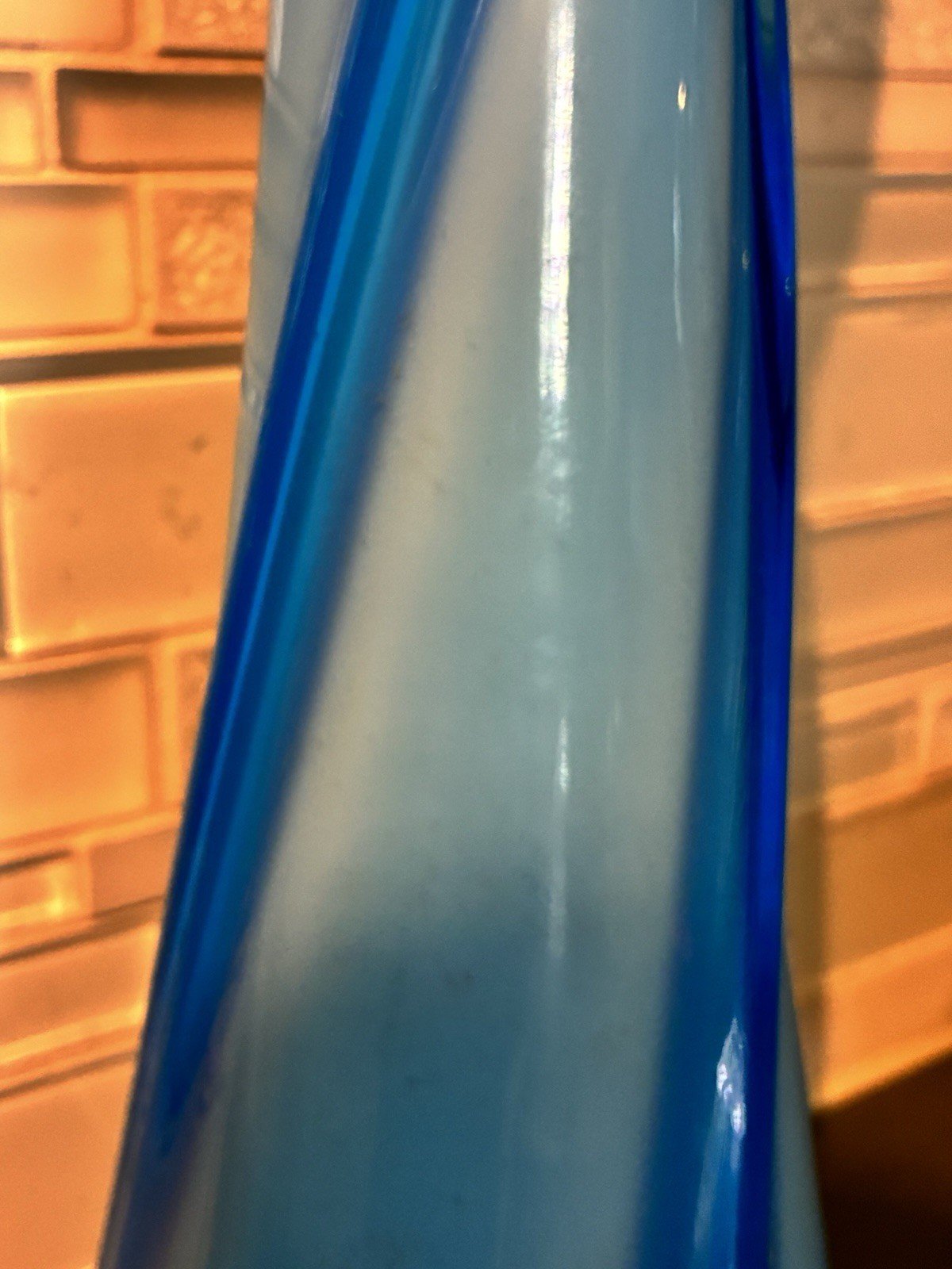 VTG TALL MURANO EMPOLI ALROSE BLUE GLASS VASE CRISTALLERIA FRATELLI BETTI 20”