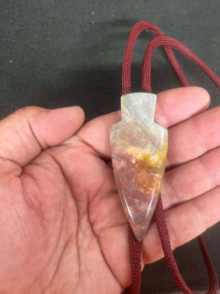 Ohio Flint Arrowhead shape Bolo Tie Western Zebra pattern