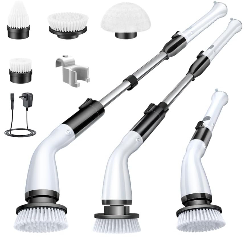 Electric Spin Scrubber LA1 Pro, Cordless Spin Scrubber with 4 Replaceable Bru...