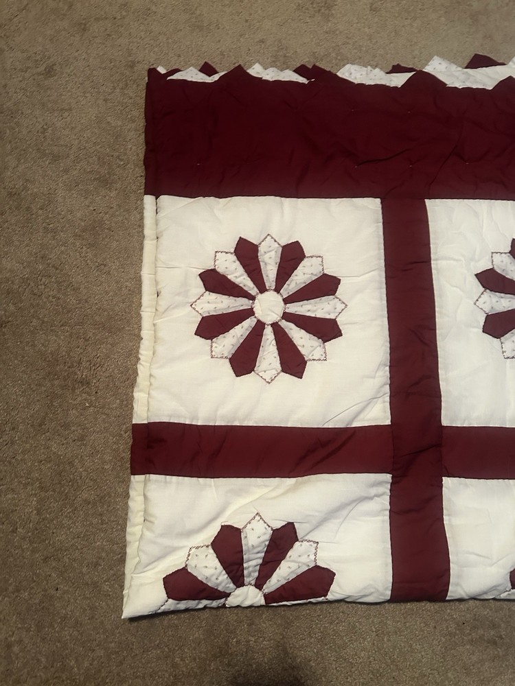 Vintage Quilt-pinwheel Pattern-red-handmade 94”x 74”-unique Pattern Edging
