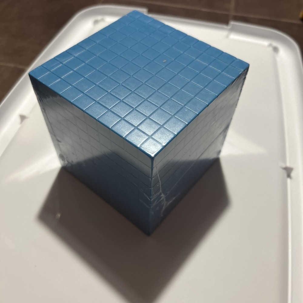 EAI Blue Plastic Base Ten Blocks Cube, 1000 Place Value Blocks, Plastic