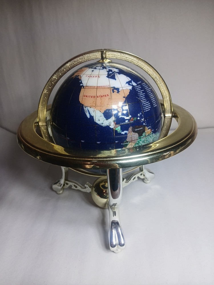 Gemstone globe Double Axis 9 Inch Tall Read Description