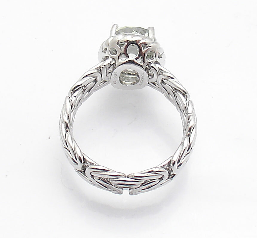 Prasiolite Gemstone Byzantine Ring Real Solid Sterling Silver Size 5 ~ 11 QVC