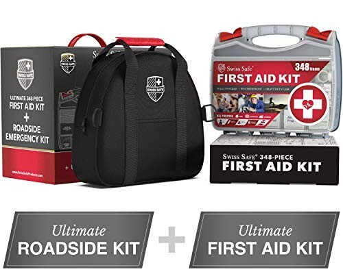 First Aid Kit -Roadside Emergency Kit + Ultimate 348-piece First Aid Kit