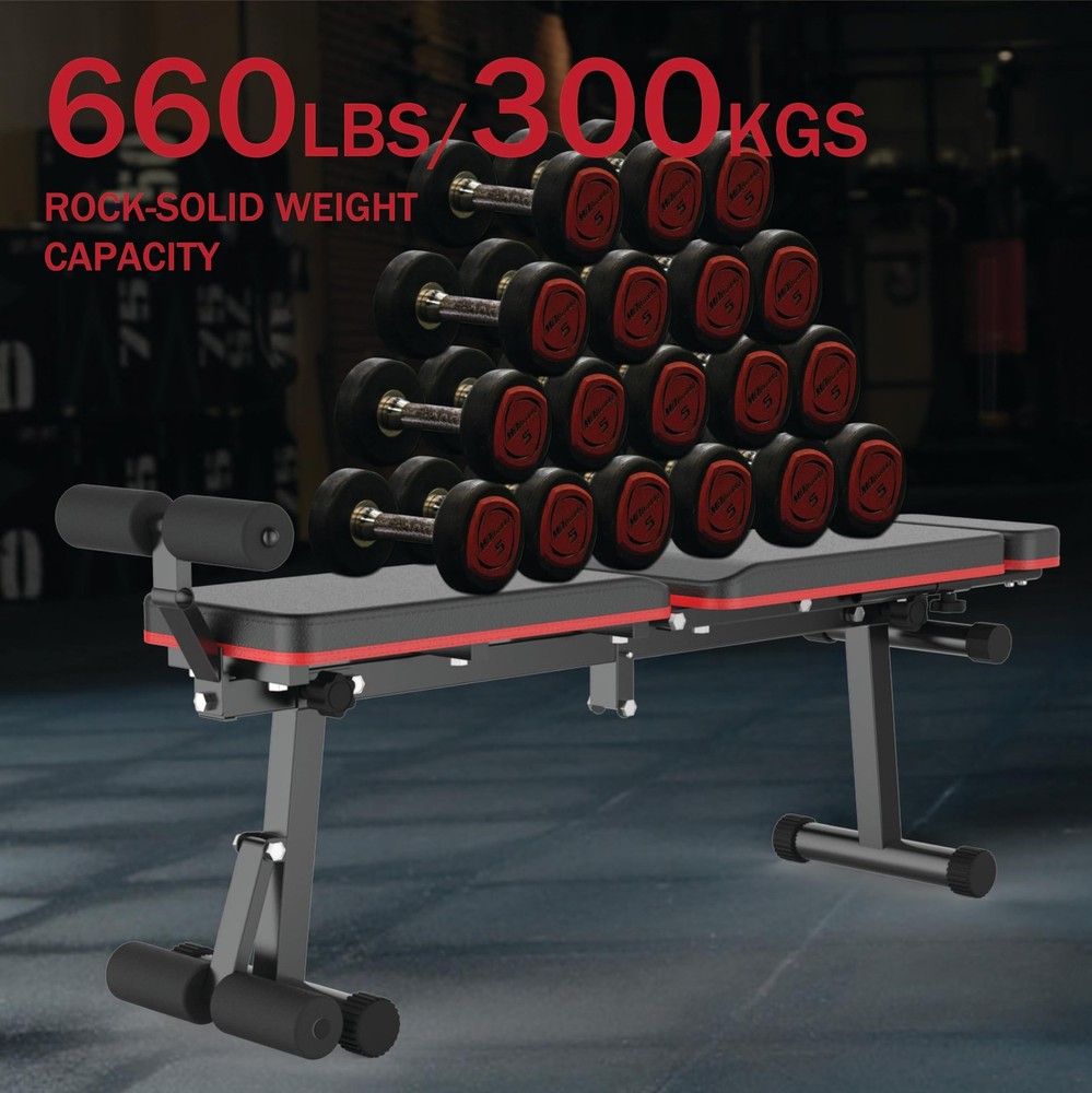 Adjustable Weight Bench, Foldable, Incline/Decline/Flat, Full Body Workout, E...