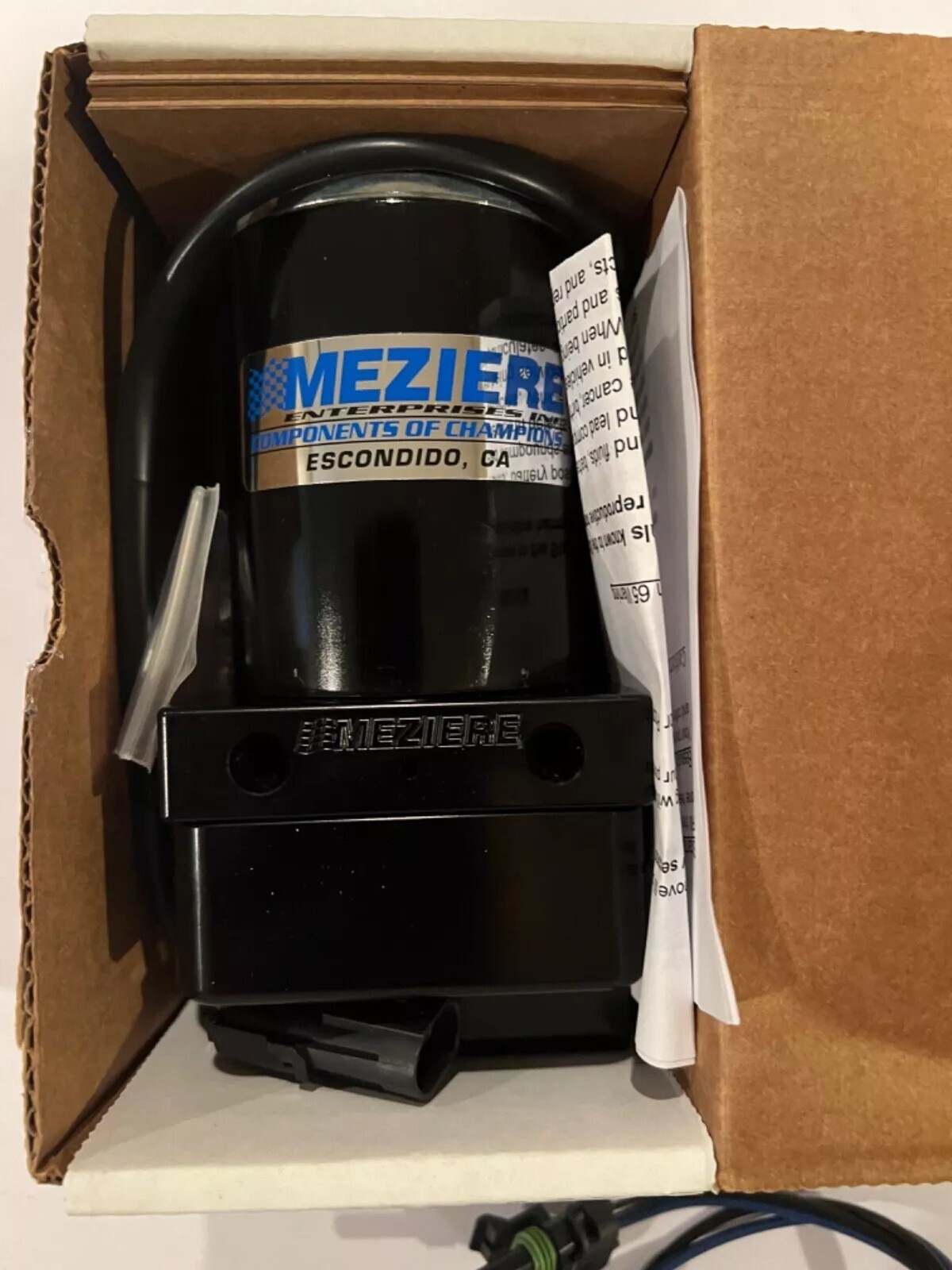 Meziere WP136S Inline Electric Water Coolant Pump black 12V 20 gpm, -12AN O-ring