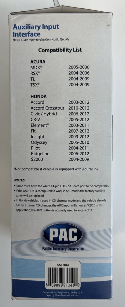 PAC Audio AAI-HD3 Honda Aux Input Interface