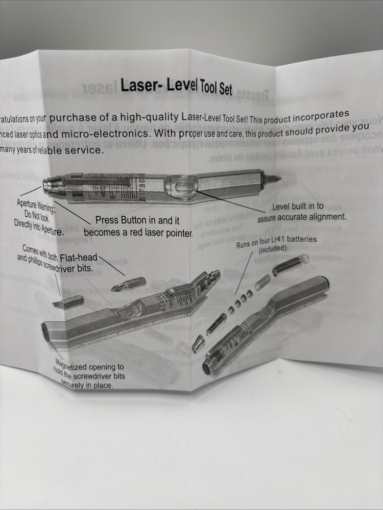 Restoration Hardware Laser Level Pocket Multi-Function Tool Kit Mint in Box