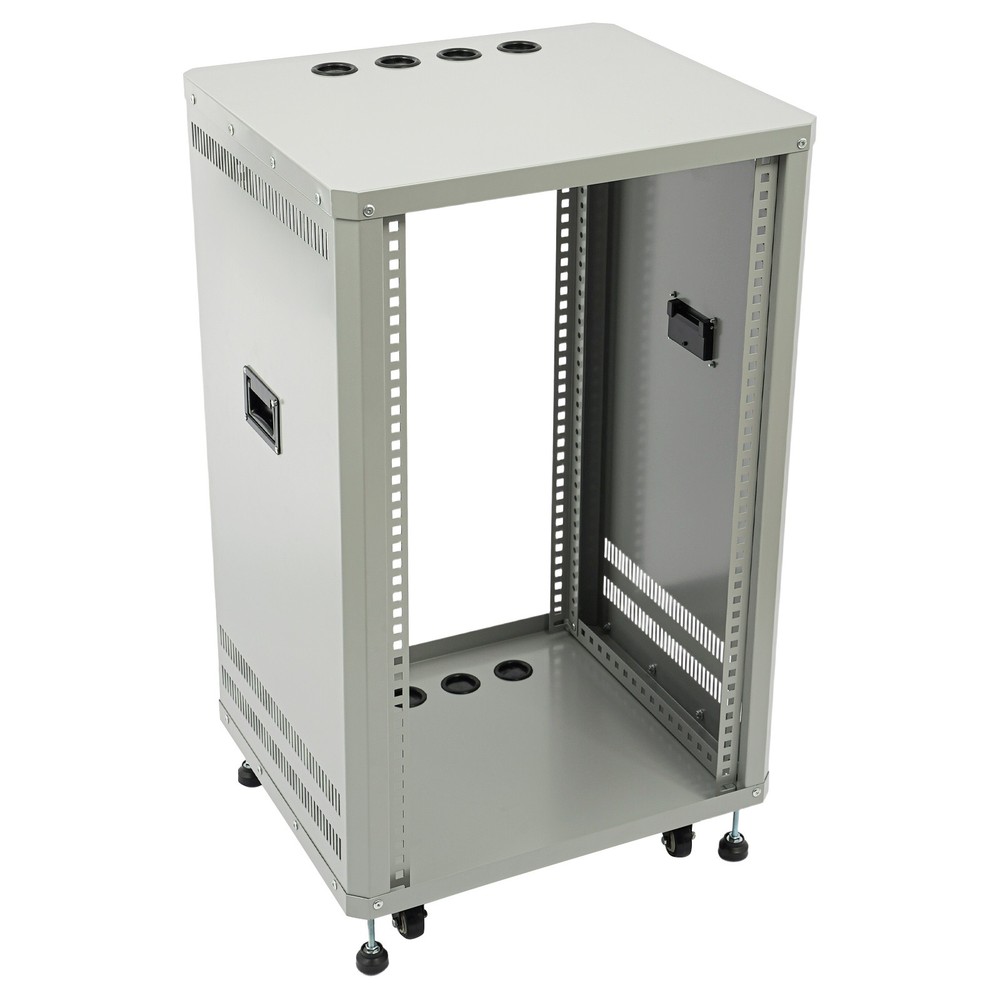 18U Cabinet Rolling Network Rack Audio Studio Video Telecom Equipment Rack Gray