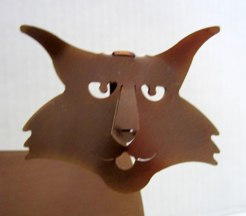David Lesser Metal Cat Sculpture Signed