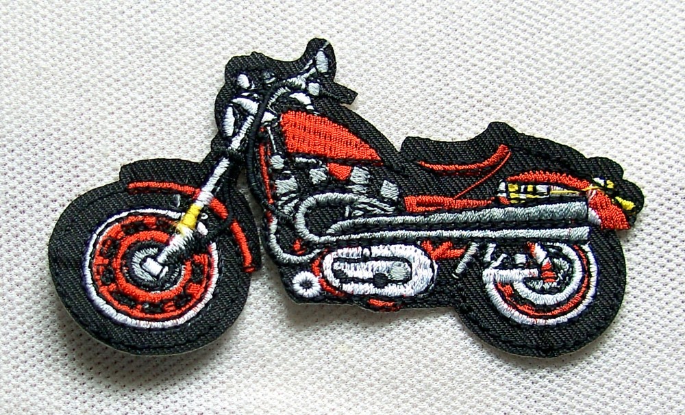 Motorcycle Red Patch Bike Biker Scooter Moped Terrain Machine Chopper Patch