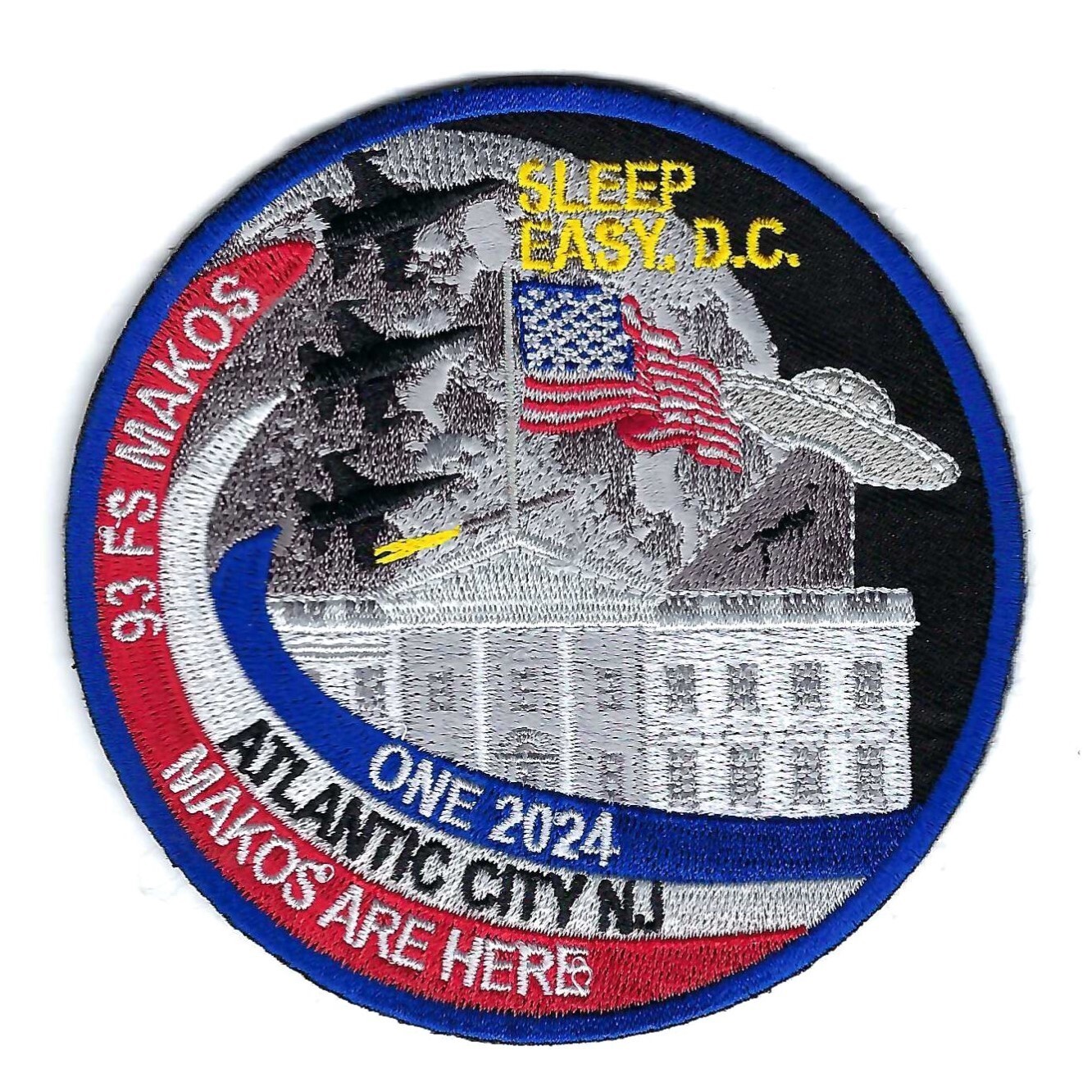 93rd FS 'MAKOS' "SLEEP EASY D.C. MAKOS ARE HERE" F-16 SWIRL patch