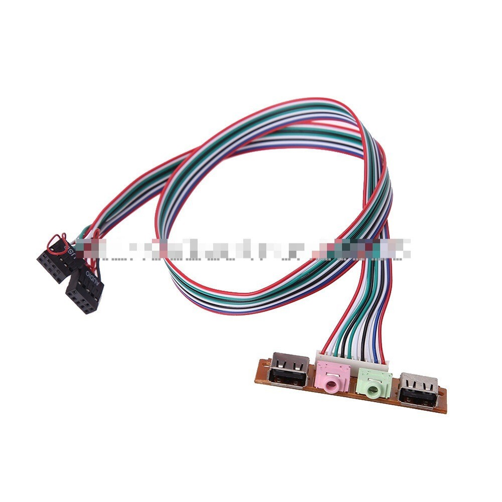 6.8cm 2 USB PC Computer Case Front Panel USB Audio Port Mic Earphone Cable