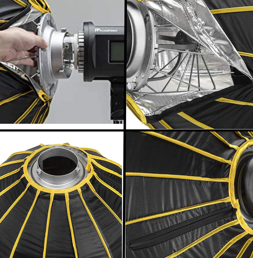EZ Lock 38" Deep Parabolic Quick Softbox, 16-Sided Parabolic Softbox Opens up an