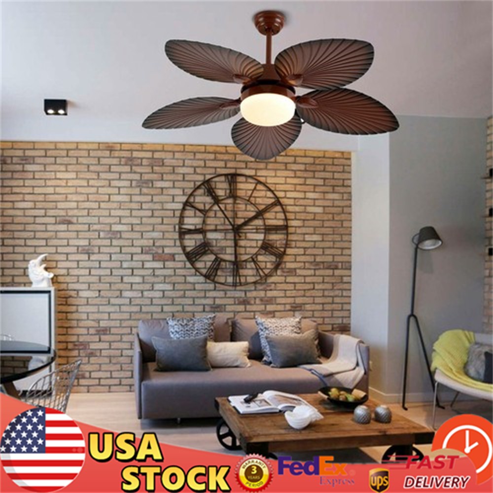 42" Tropical Palm Leaf Shape Ceiling Fan Light with Remote Control 3Color Change