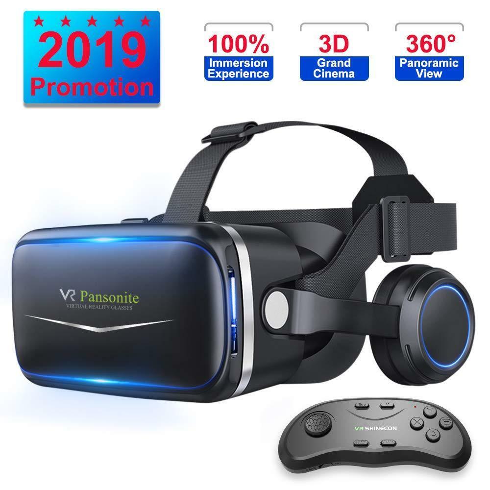 Pansonite Vr Headset with Remote Controller, 3d Glasses Virtual Reality Headset