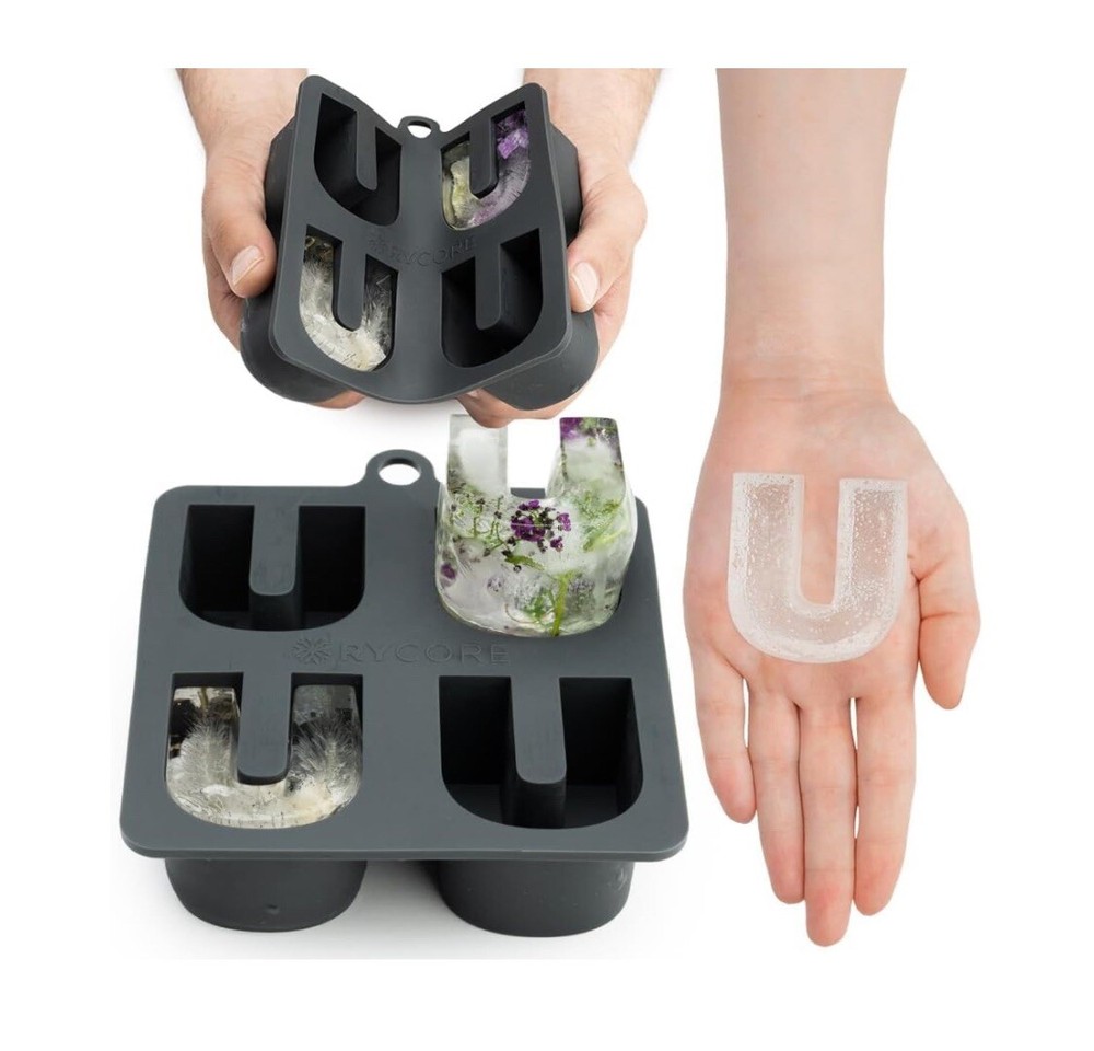 RYCORE U Shape 2" Ice Cube Mold for Cocktails