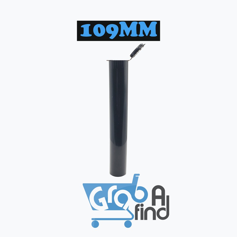 10 Pack - Airtight 109mm Solid Black Squeeze Pop Top Container Tubes