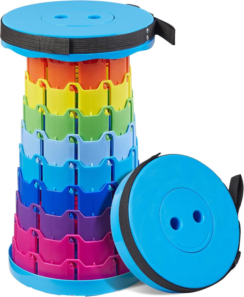 Telescoping Folding Stool, Upgraded Portable Collapsible Retractable Stool with