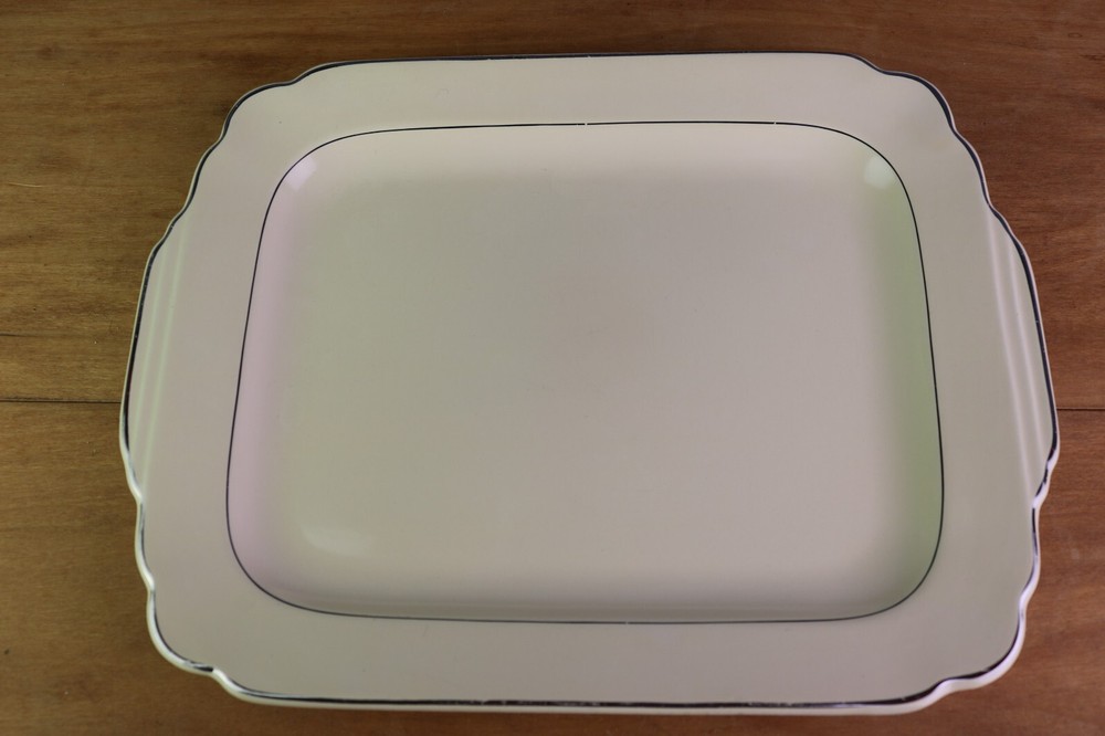 Homer Laughlin Ivory Cream Century Pattern Platinum Trim Rectangular Platter