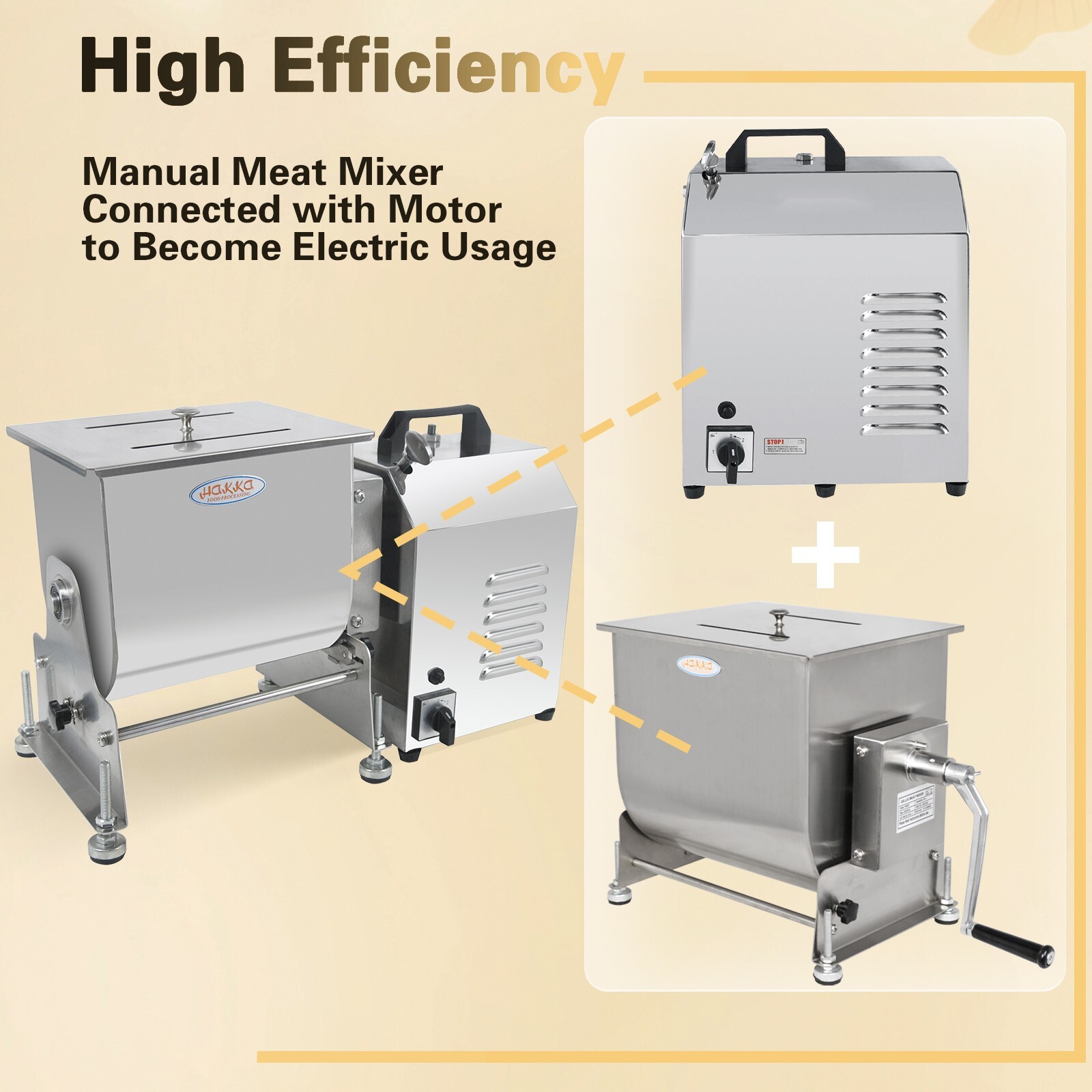 Hakka Electric Meat Mixer 30lbs 15L Tiltable Capacity Tank Countertop Mixer