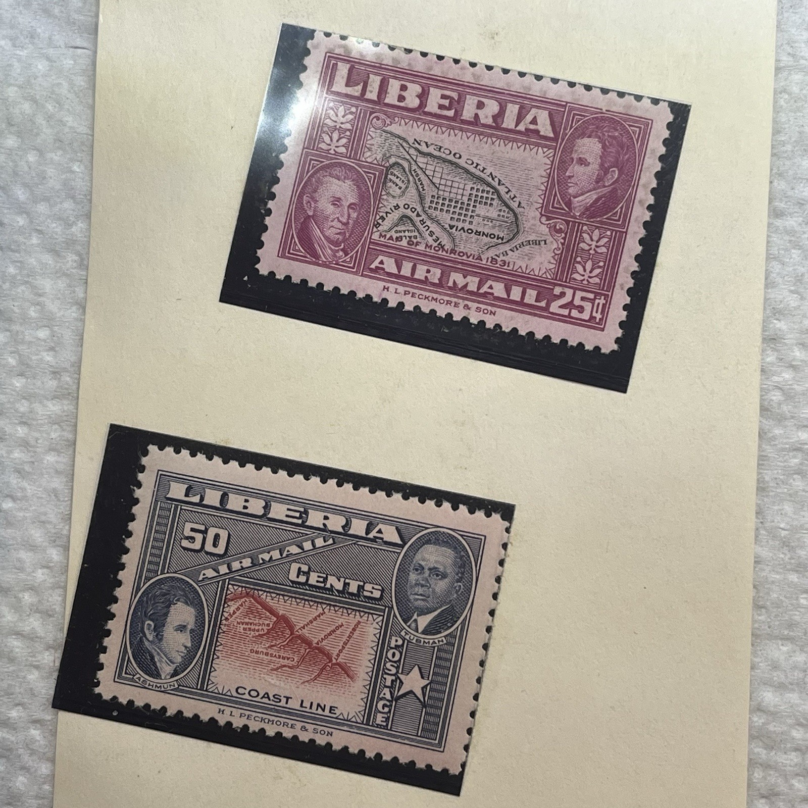 Postage Stamps Liberia 25,50 cents "Inverted Center" 1952 Airmail Map series