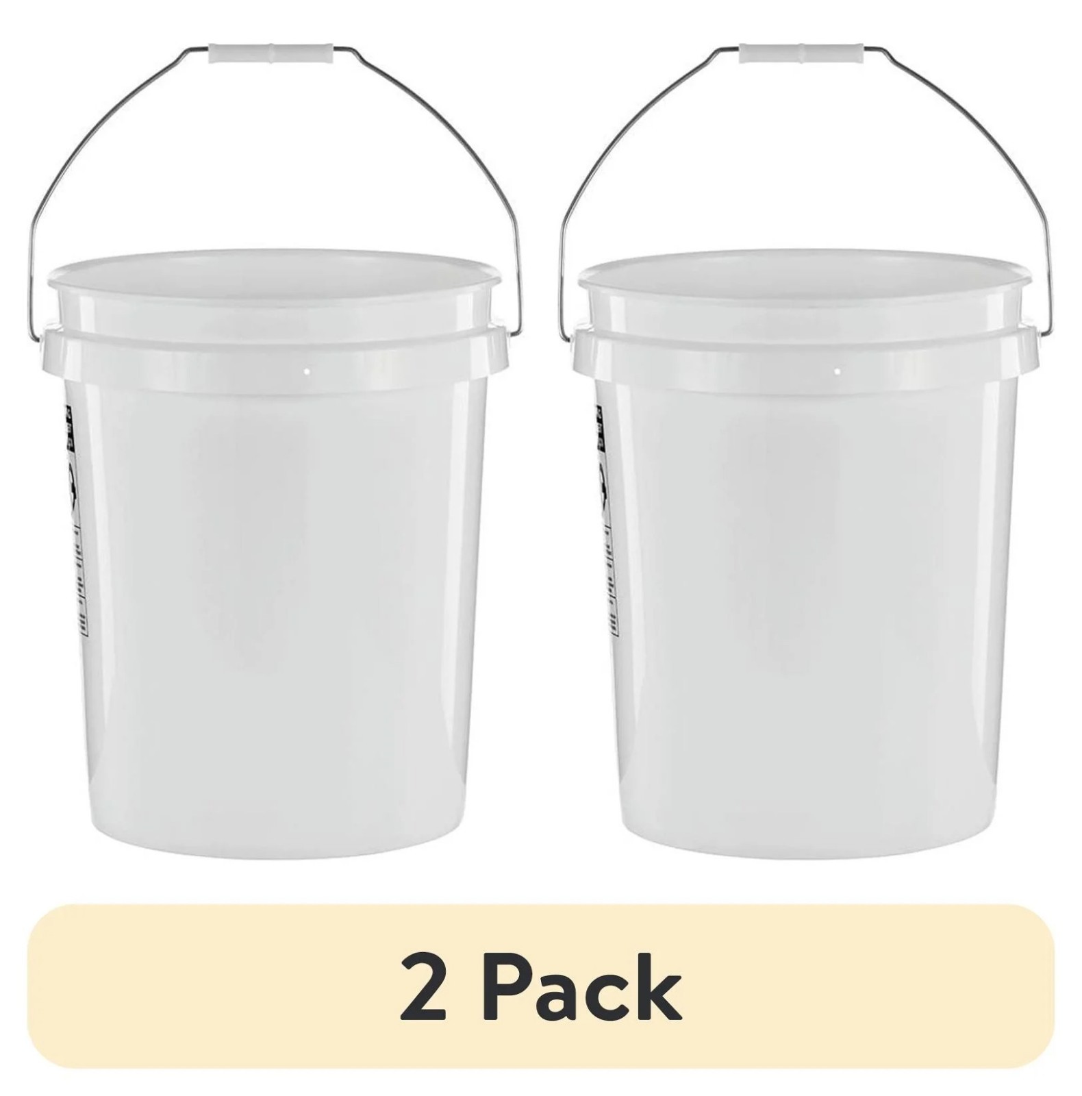 (2 pack) United Solutions 5 Gallon Round Utility Bucket, Comfort Handle, Plastic