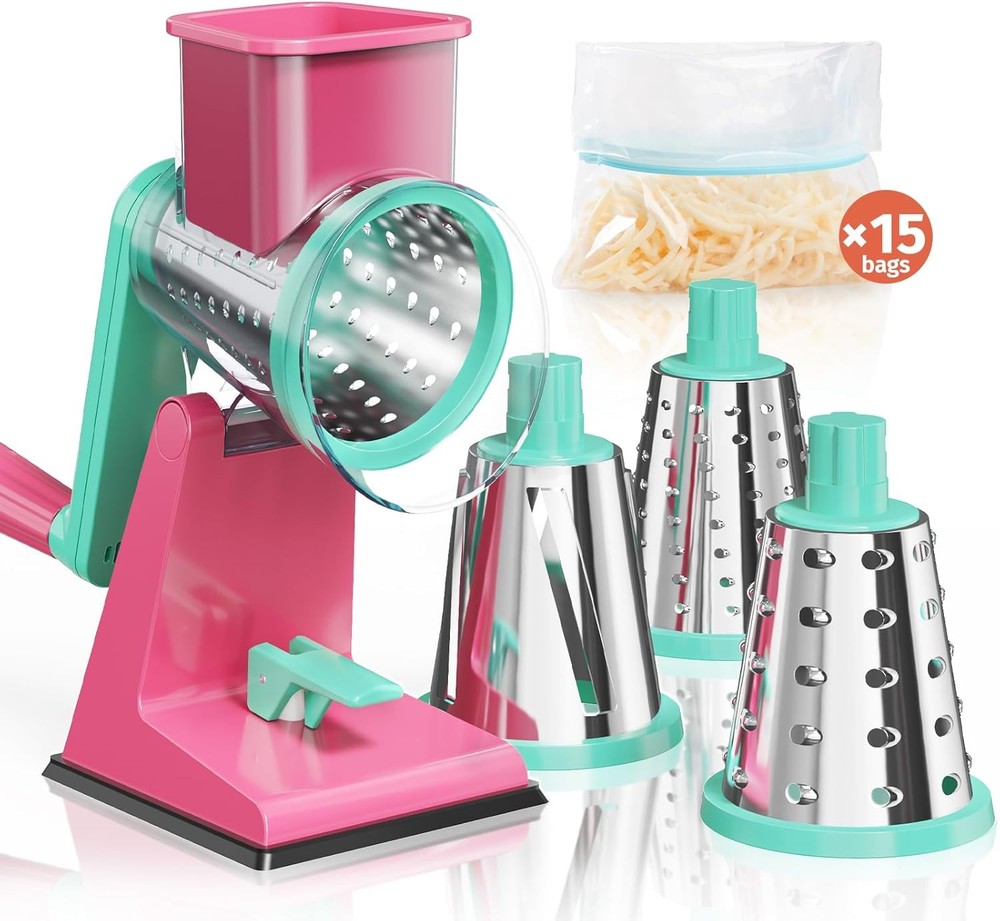 Rotary Vegetable Slicer 3 Drums Cheese Grater Multi Function Kitchen Tool