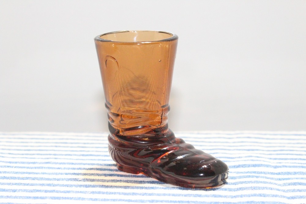 Small Amber Boot Shaped Toothpick Holder
