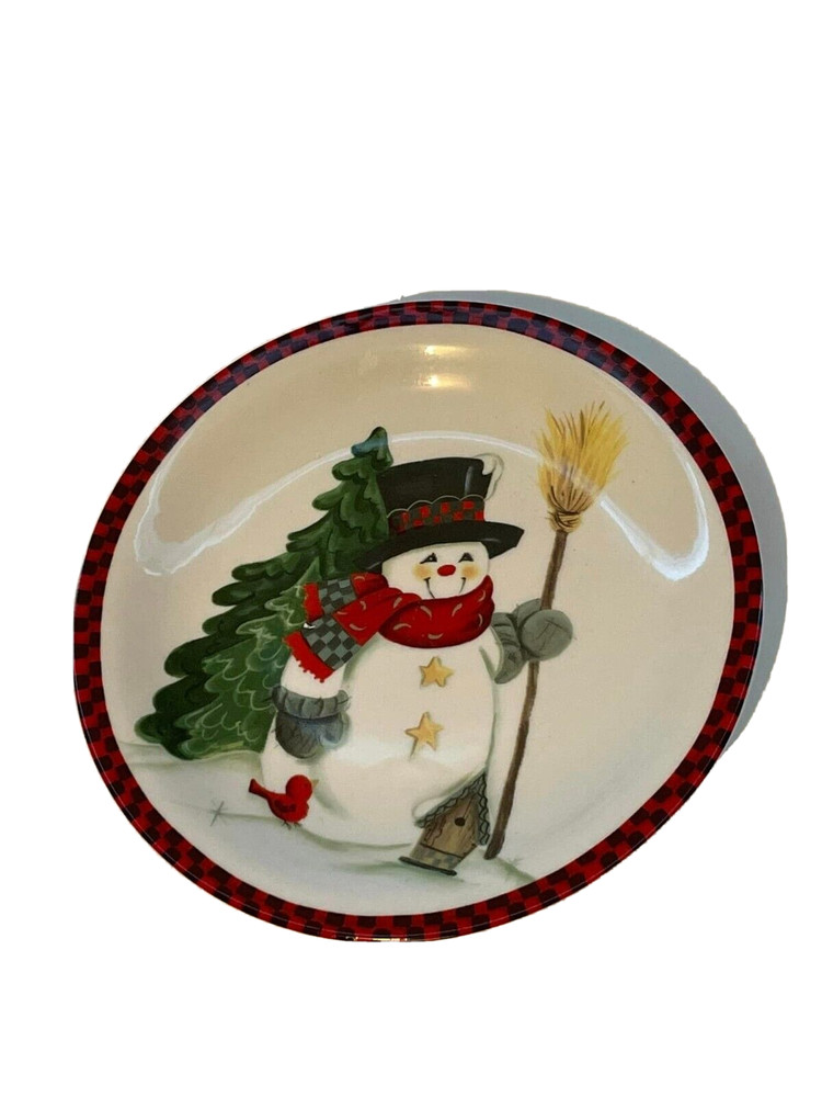 Studio 33 Hand Painted Snowman Appetizer Salad Plate
