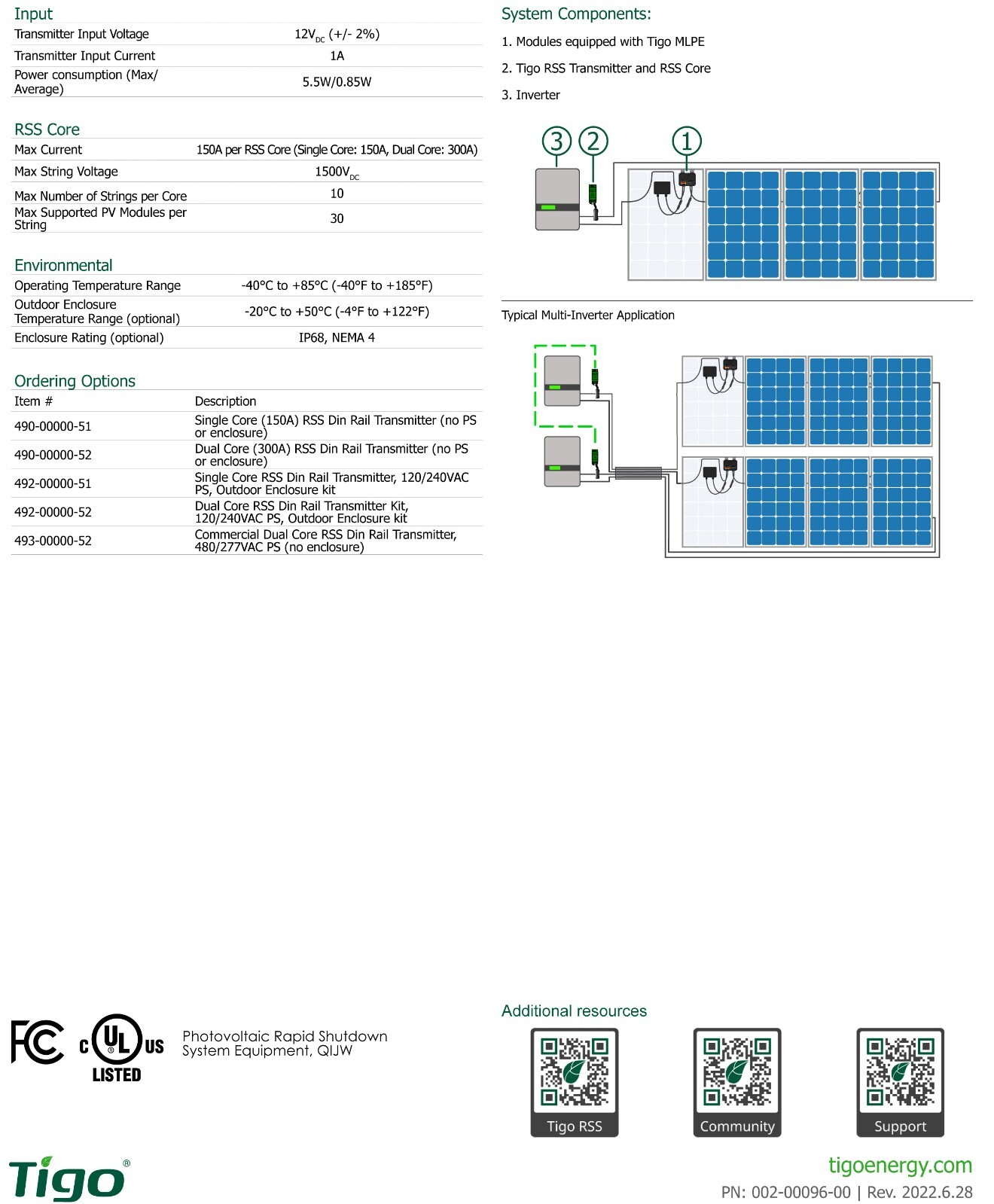 Tigo 490-00000-51 RSS Transmitter Pure Signal Single Core