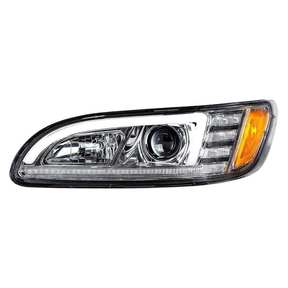 Chrome Projection Headlight w/ LED Sequential Turn-DRL f/ Peterbilt - Driver