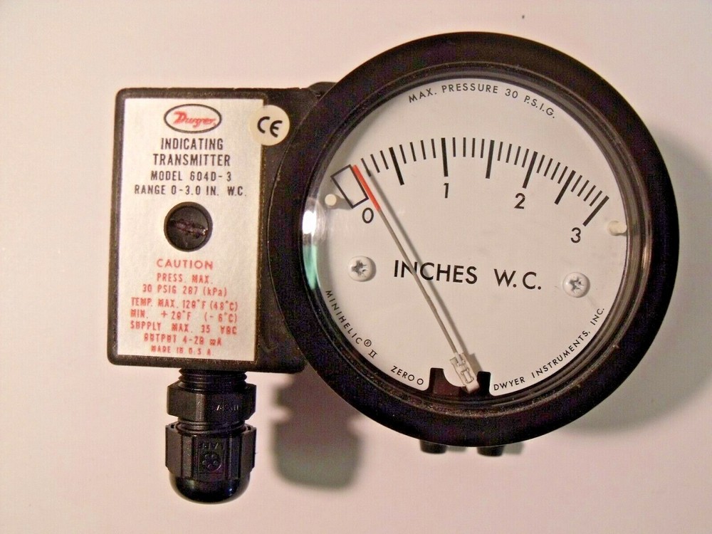 New Dwyer Model 604D-3 Series 600 Minihelic Diff Pressure Indicating Transmitter