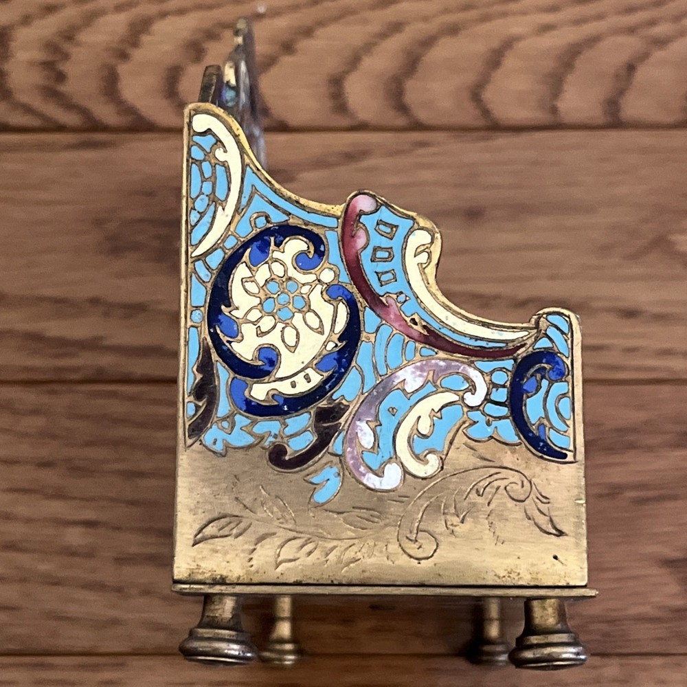 French Champleve Enamel Bronze Three Piece set