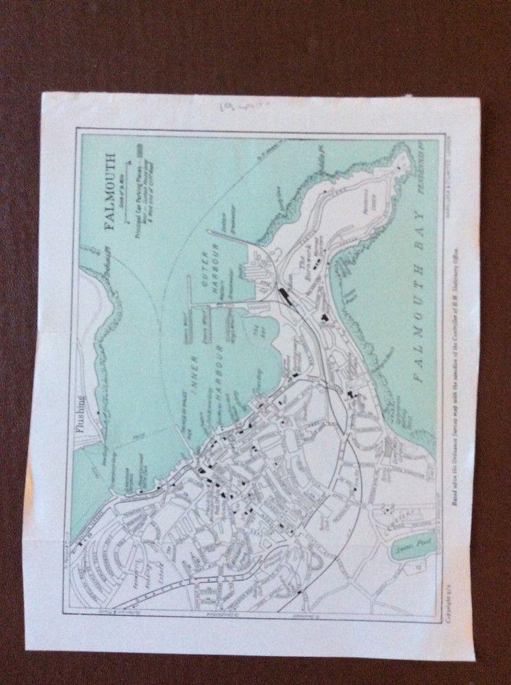 P2a Ephemera 1940s Map Folded Falmouth