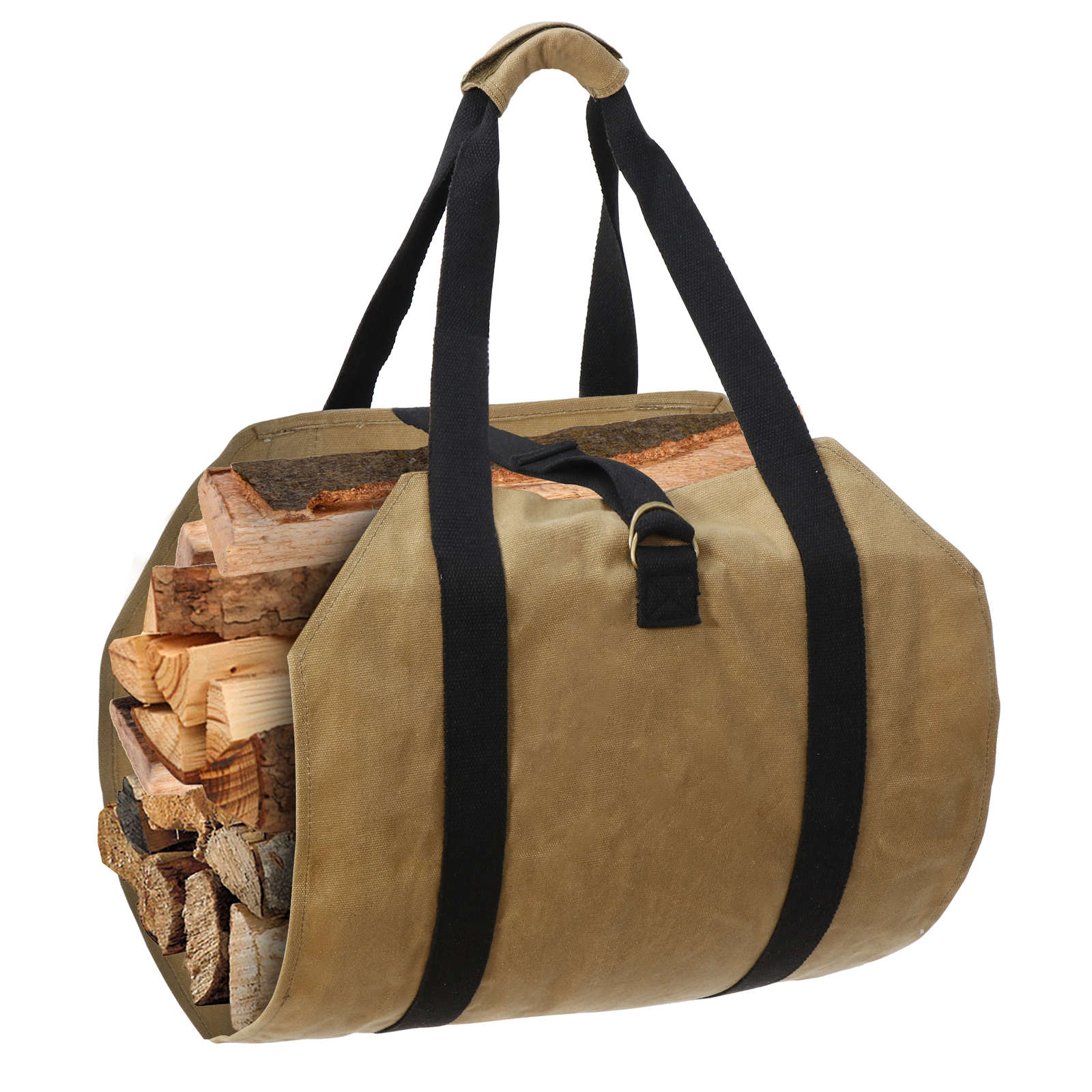 Firewood Log Carrier Bag Waxed Canvas Outdoor Log Tote Bags Camping with Strap