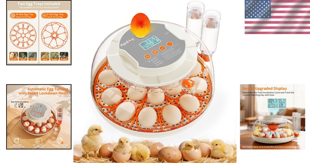 Precision Egg Incubator for 18 Eggs with Automatic Turning & Humidity Control