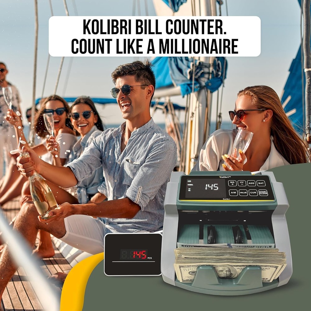 Professional Bill Counter, 1500 Notes/Min, Multi-Currency, UV/MG/IR Detection