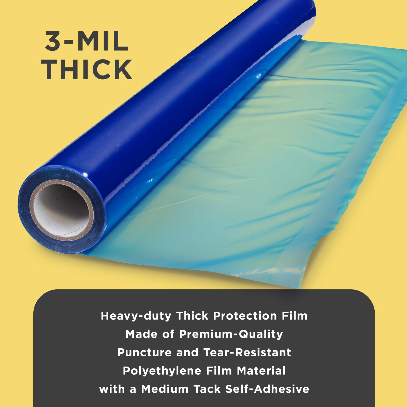 Floor Protection Film, 24" x 200' Roll - Self Adhesive Cover, Paint Spills, Dust
